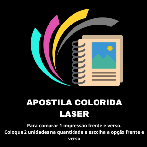 Apostila Colorida Laser Sulfite 75gr 21 x 29,7  cm   Encadernação espiral Área de impressão 20  x 28,7 cm